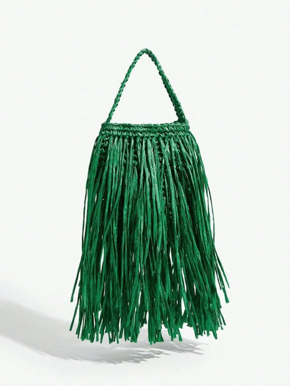 Grass Green Straw Tassel Women's Top Handle Bag - Picture 4 of 7